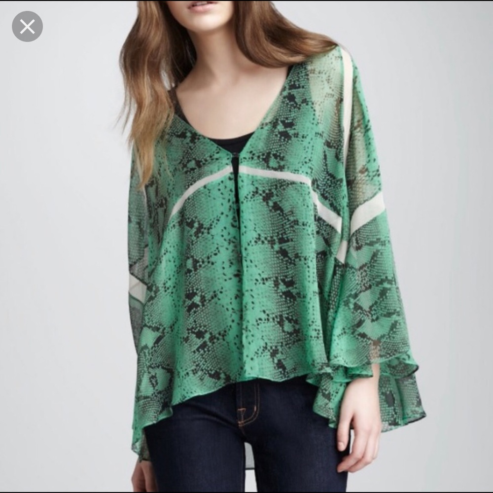 Elizabeth and James Green Snakeskin Blouse XS